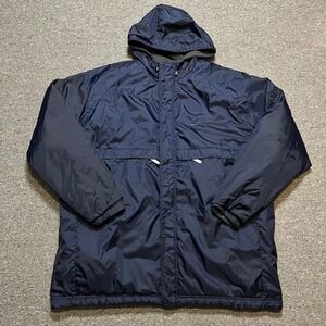 Nike Full Zip Reversible Hooded Ski Jacket Navy Blue Dark Grey Fleece Men's XXL